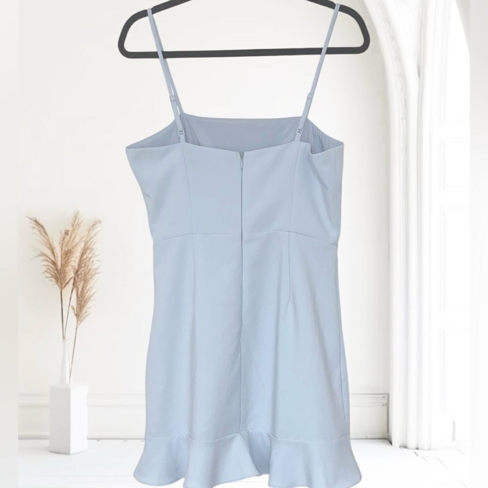 FRENCH CONNECTION Dress NEW Whisper Frill Hem Cami Mini Light Dream Blue Size 8 - Picture 8 of 12